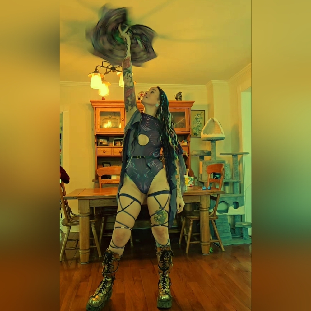 Purple Winged Bodysuit with Leg Straps - Picture 10 of 10